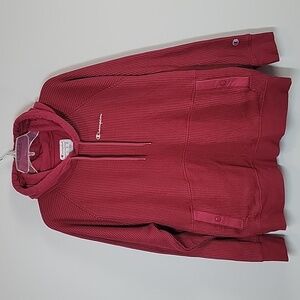 Champion Red Waffle Hoodie Snap Pockets Mens size XL